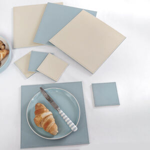 Reversible Square Placemats - Duck Egg & Cream
