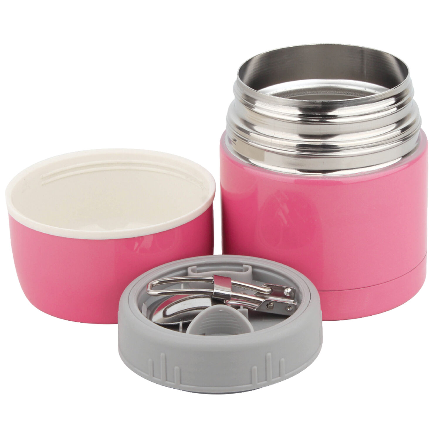 Stainless Steel Soup Flask with Spoon Pink