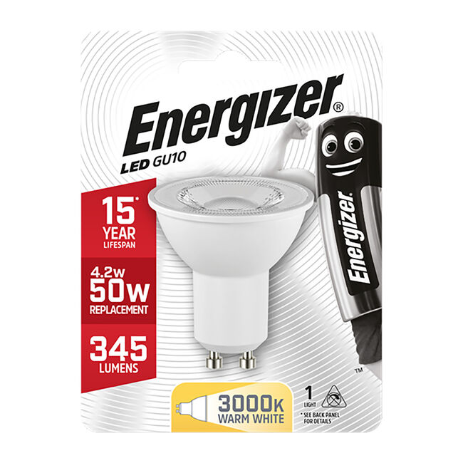 Energizer GU10 LED Bulb 5W (EQ50W) 350LM