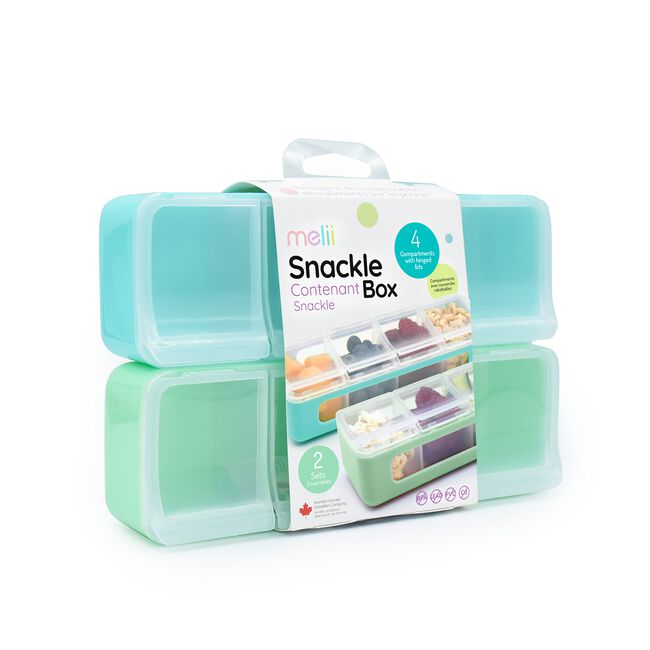Melii Blue & Green 4 Compartment Snackle Box Set