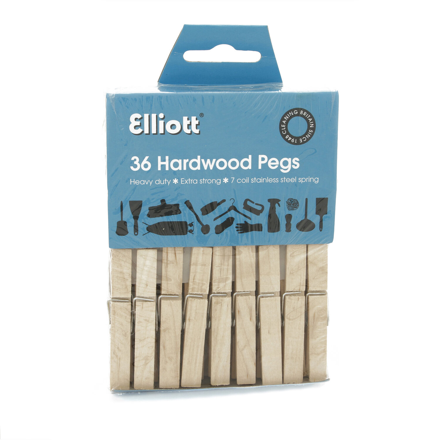 Elliott 36 Wooden Hardwood Clothes Pegs 