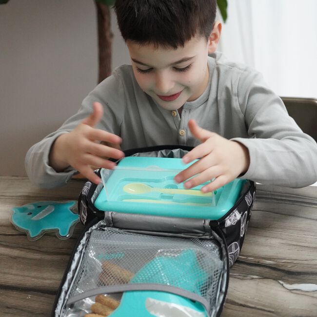 Melii Blue Bento 2 Tier Container with Utensils