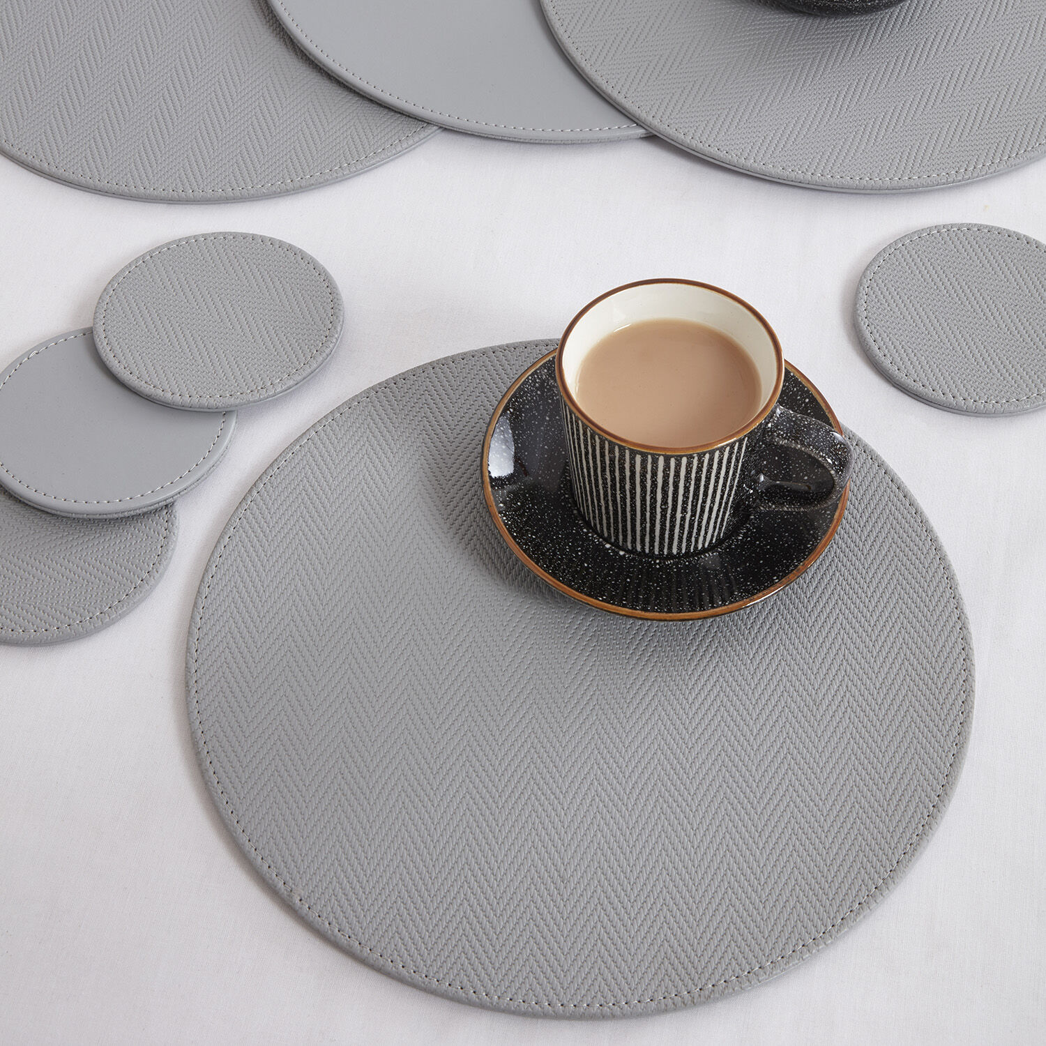 Grey placemats and coasters hotsell