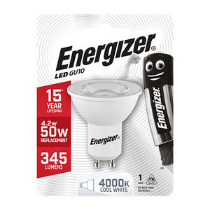 Energizer GU10 LED Bulb 5W (EQ50W) 370LM