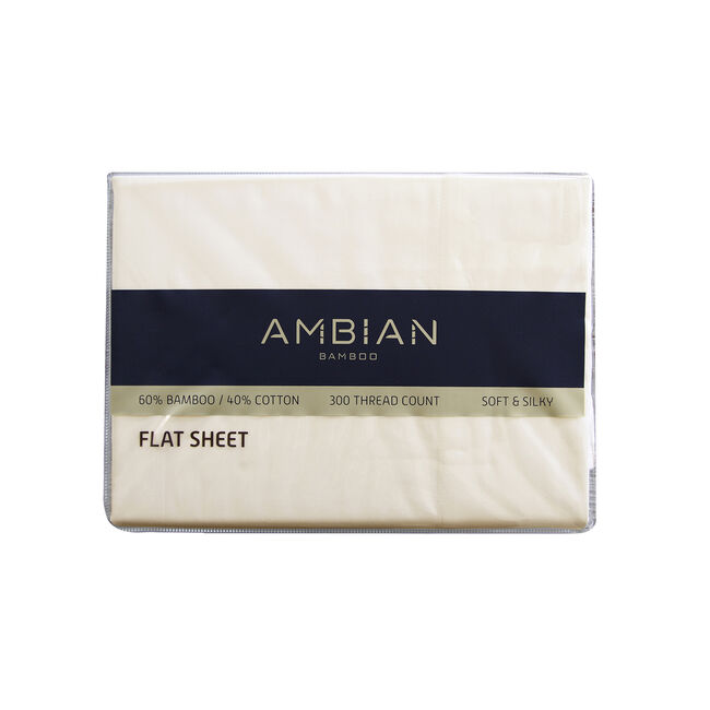 SUPER KING FLAT SHEET 300Tc Bamboo/Ctn Cream