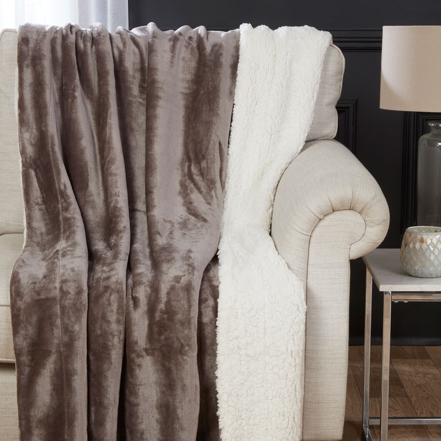 Ruane Mink Sherpa Champagne Throw 127 x 152cm Home Store More