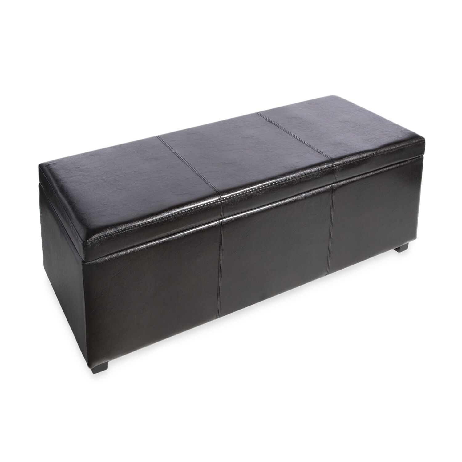 Faux Leather Storage Bench Ottoman, Faux Leather Ottomans With Storage