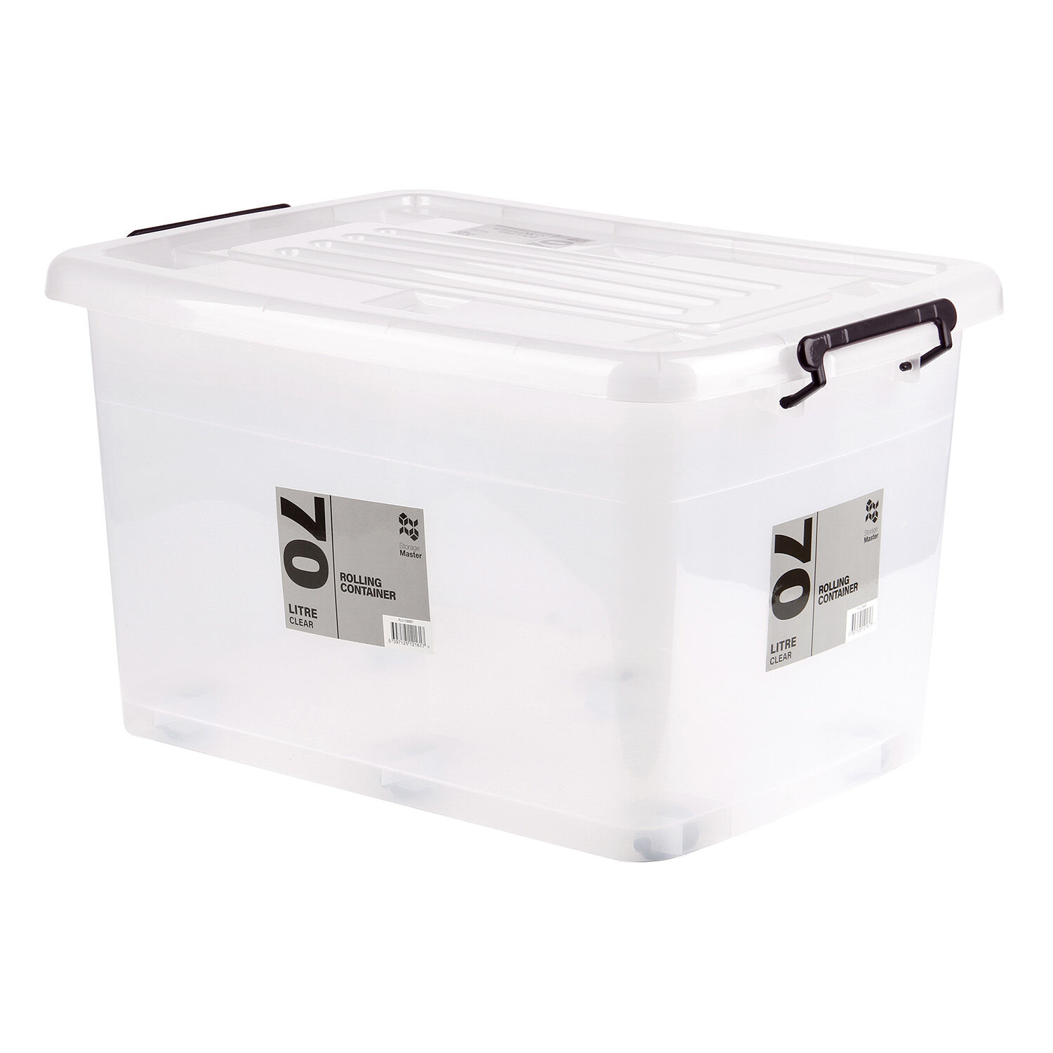 70L Rolling Clear Storage Box Home Store More