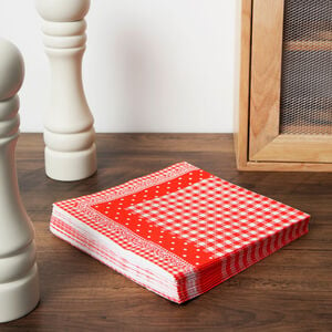 Lace Gingham Napkins 20 Pack - Red