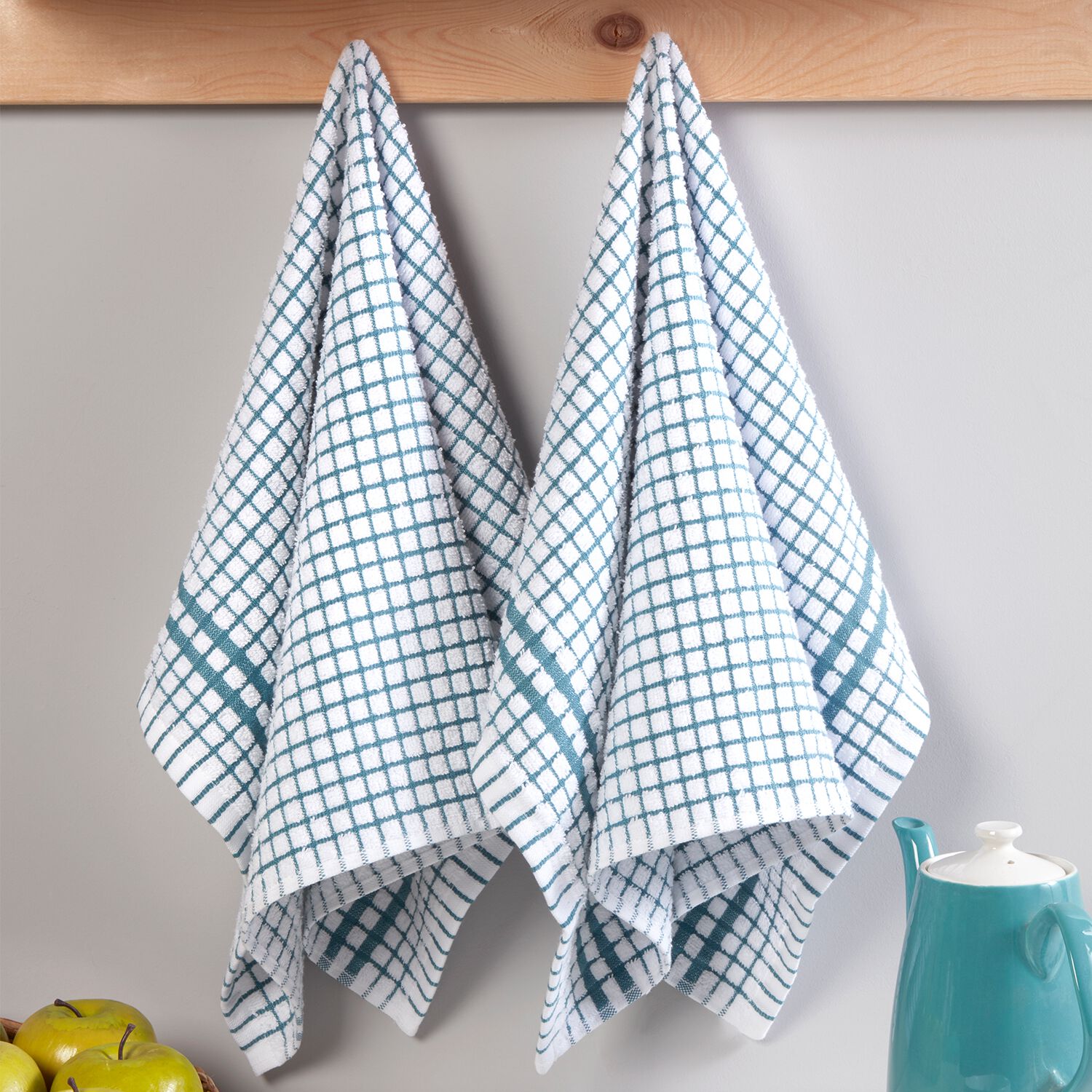 Mono Check Tea Towels 2 Pack Duck Egg Home Store More