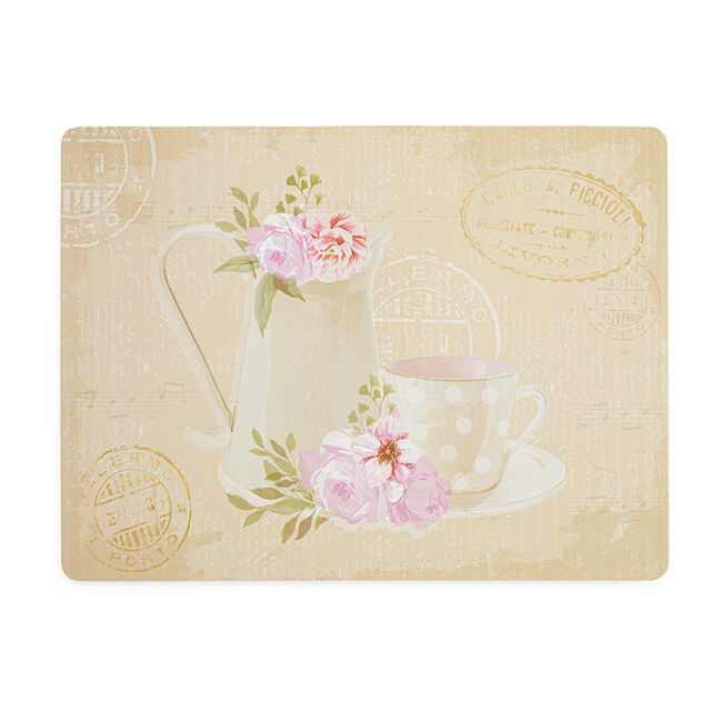 Floral Tea Cup & Jug Mats & Coasters 4 Pack