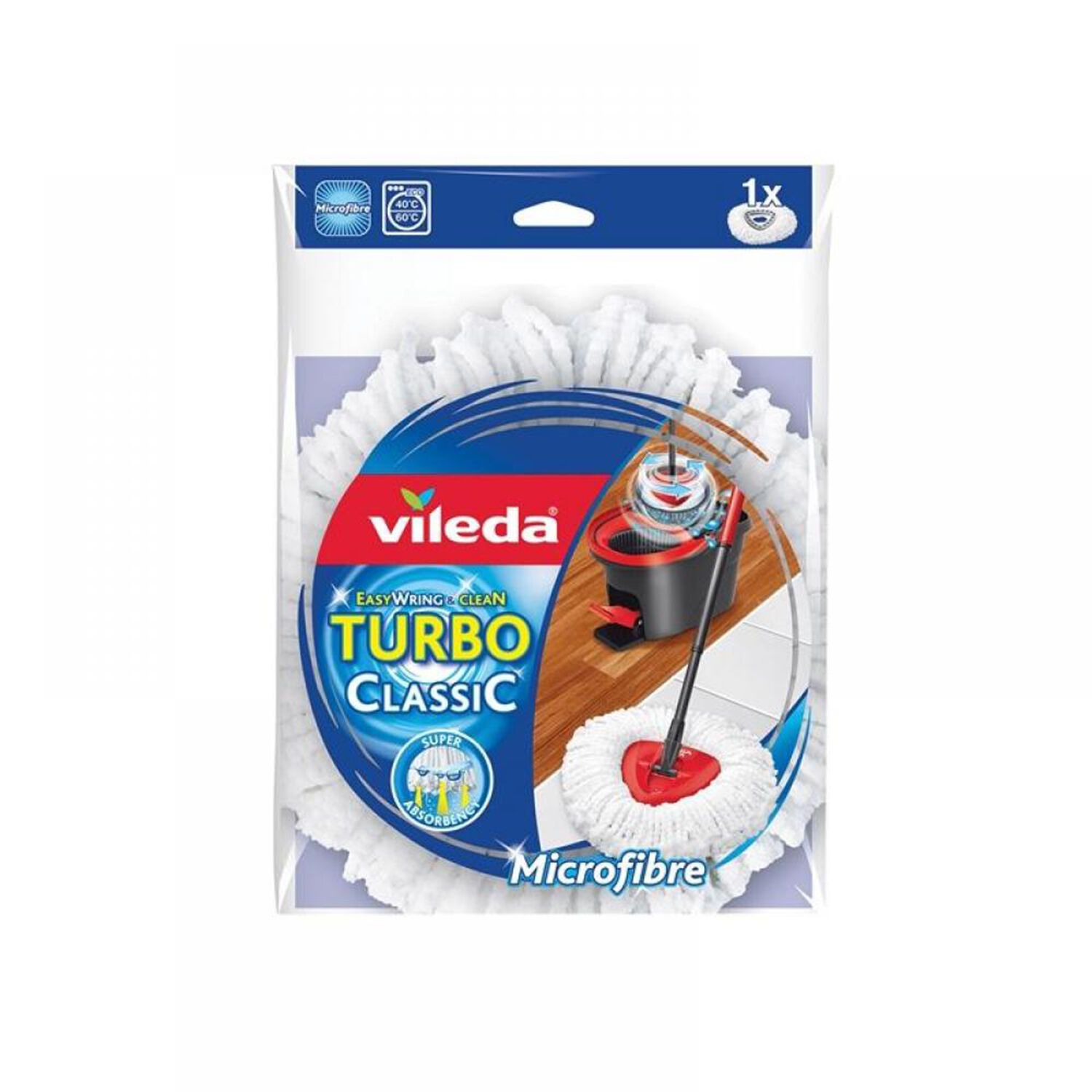  Vileda EasyWring and Clean Turbo Classic Microfibre Mop Refill  Head, Pack of 2 : Health & Household