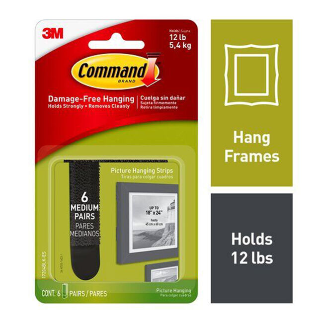 Command 6 Pack Medium Picture Hanging Strips Black