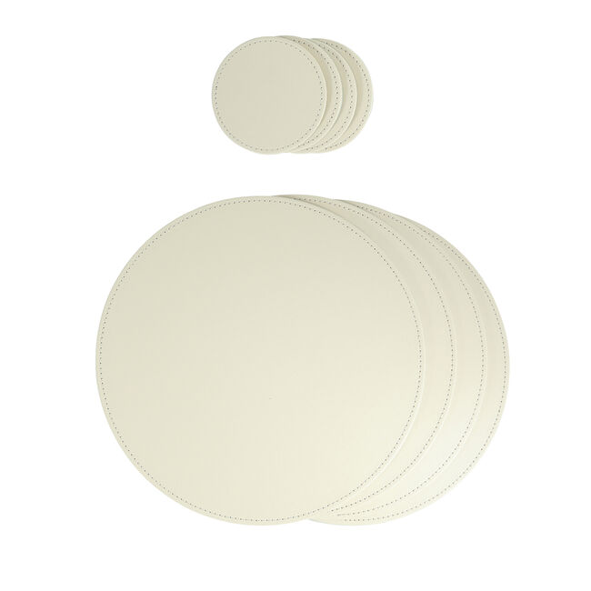 Reversible Round Coasters 4 Pack - Green & Cream