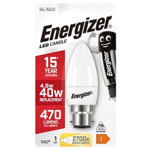Energizer B22 LED Candle Bulb Opal 59W (EQ40W)