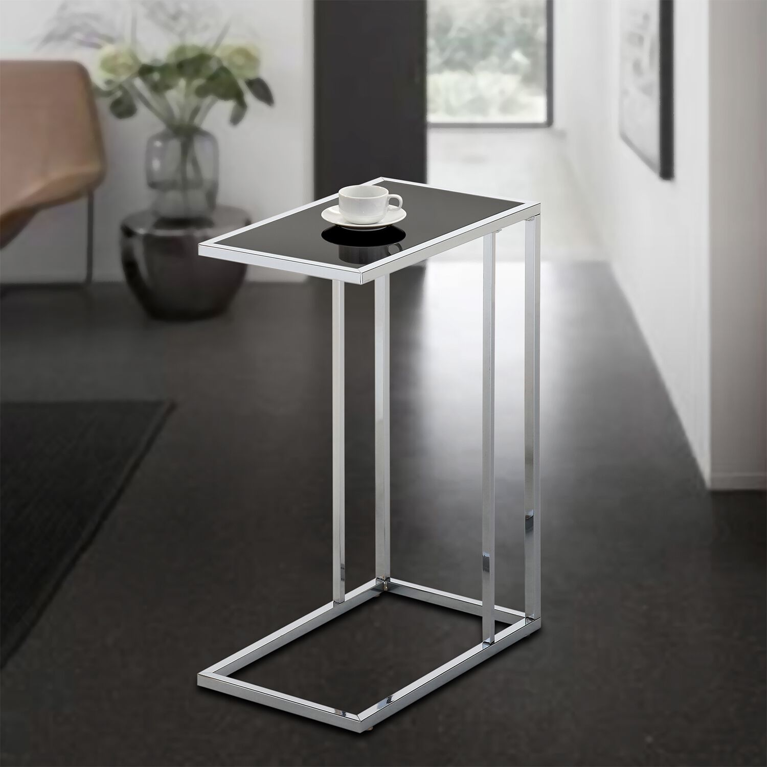 Black chrome side shop table