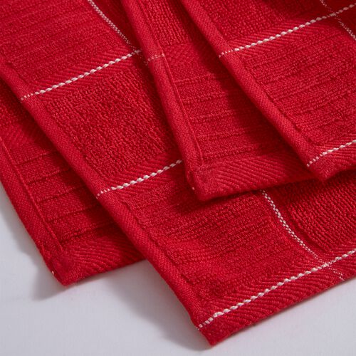 Check Kitchen Tea Towel 2 Pack - Red
