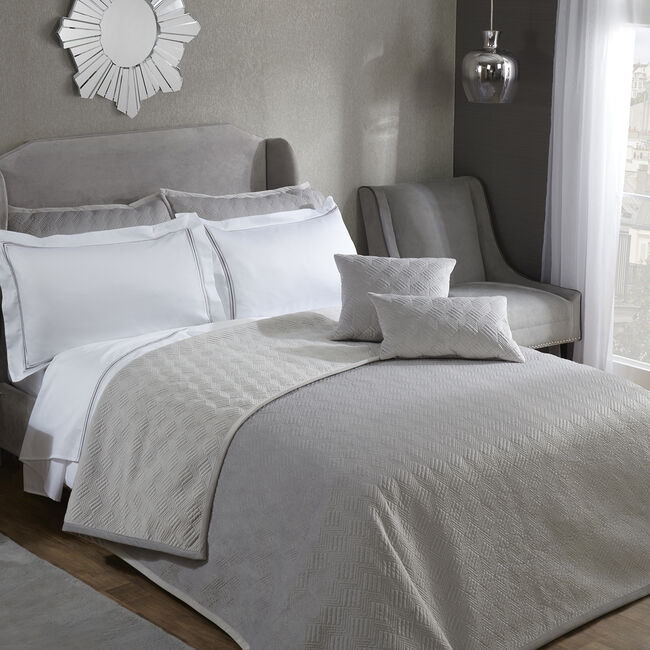 Quilted Velvet Bedspread - Grey