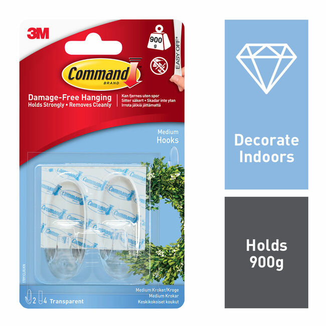 Command 2 Pack Clear Medium Plastic Hooks