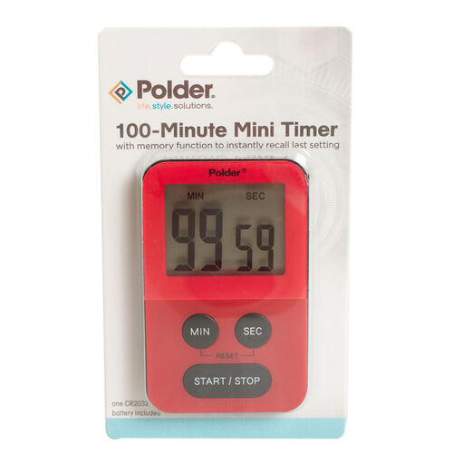 Polder 100 Minute Mini Timer - Red