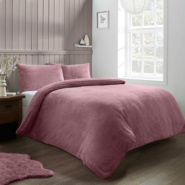 SINGLE DUVET COVER Teddy Fleece Blush