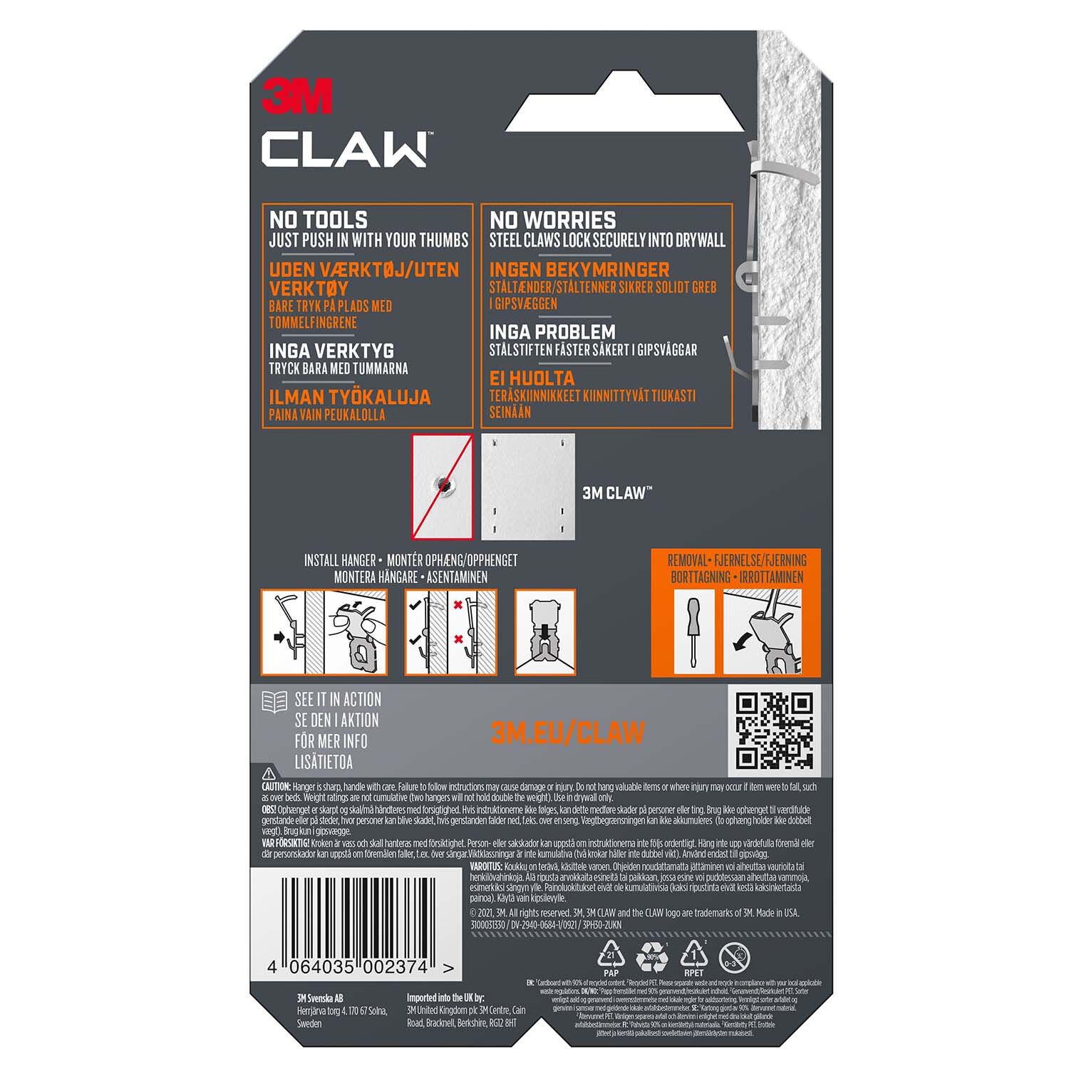 3M Claw Drywall Picture Hanger 30kg 2 Pack - Home Store + More