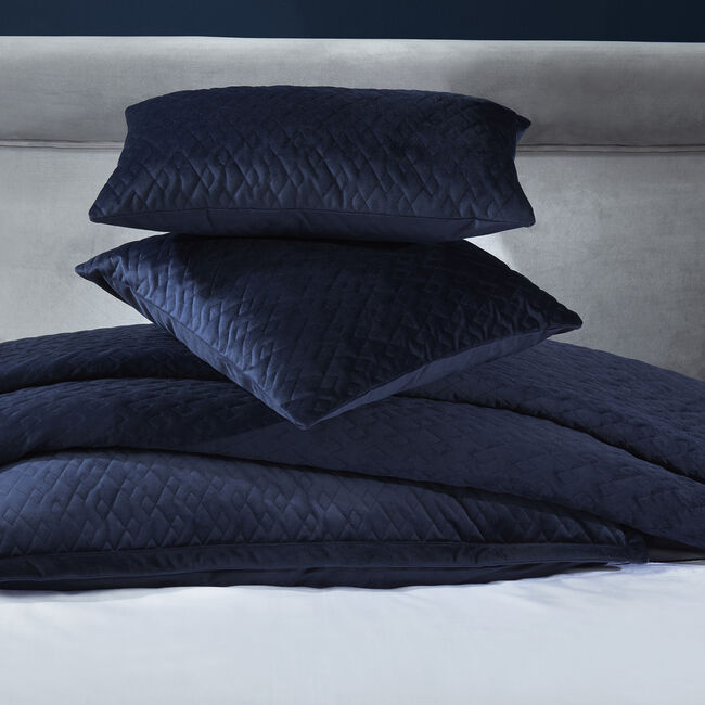 Quilted Velvet Cushion 45x45cm - Navy