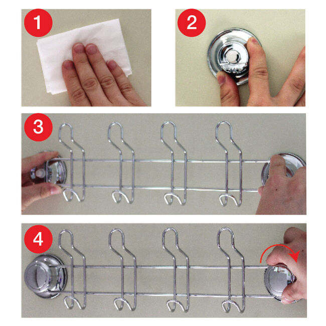 4-Hook Chrome Shower Caddy with Suction Fix