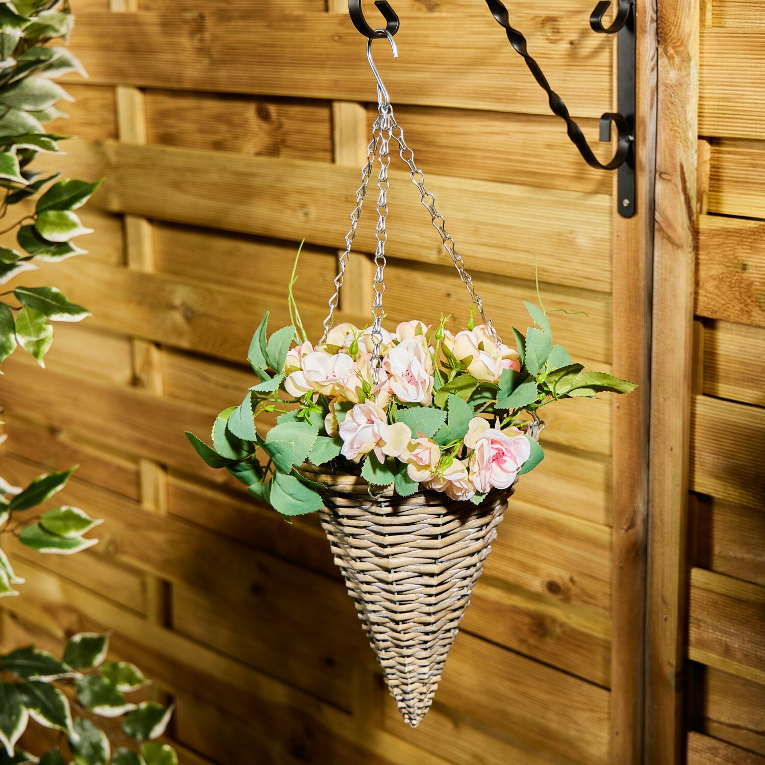 Wall Hanging Flower Basket Pink Artificial Plant Home Store More