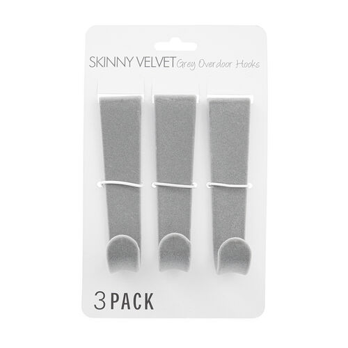 Skinny Velvet 3PK Grey Overdoor Hooks