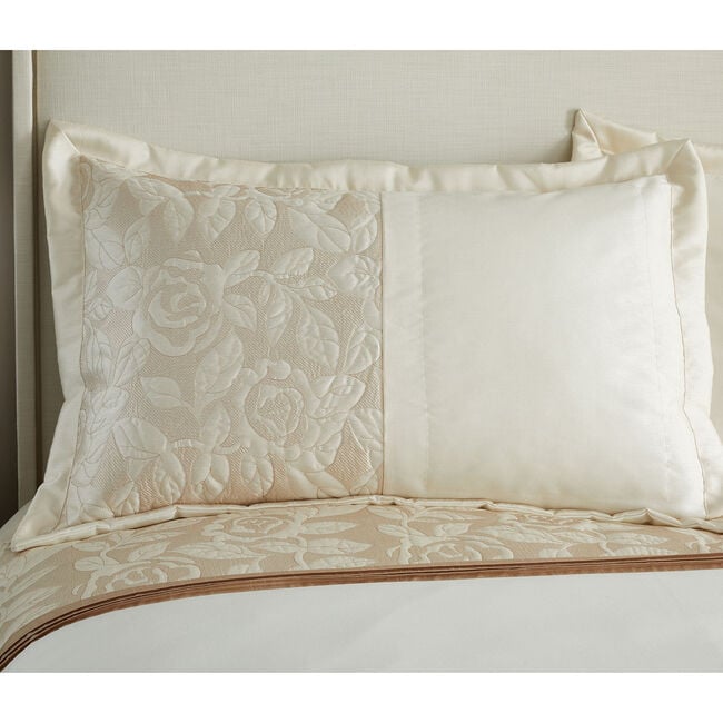 Quilted Rose Cream & Gold Bedspread 220x230cm