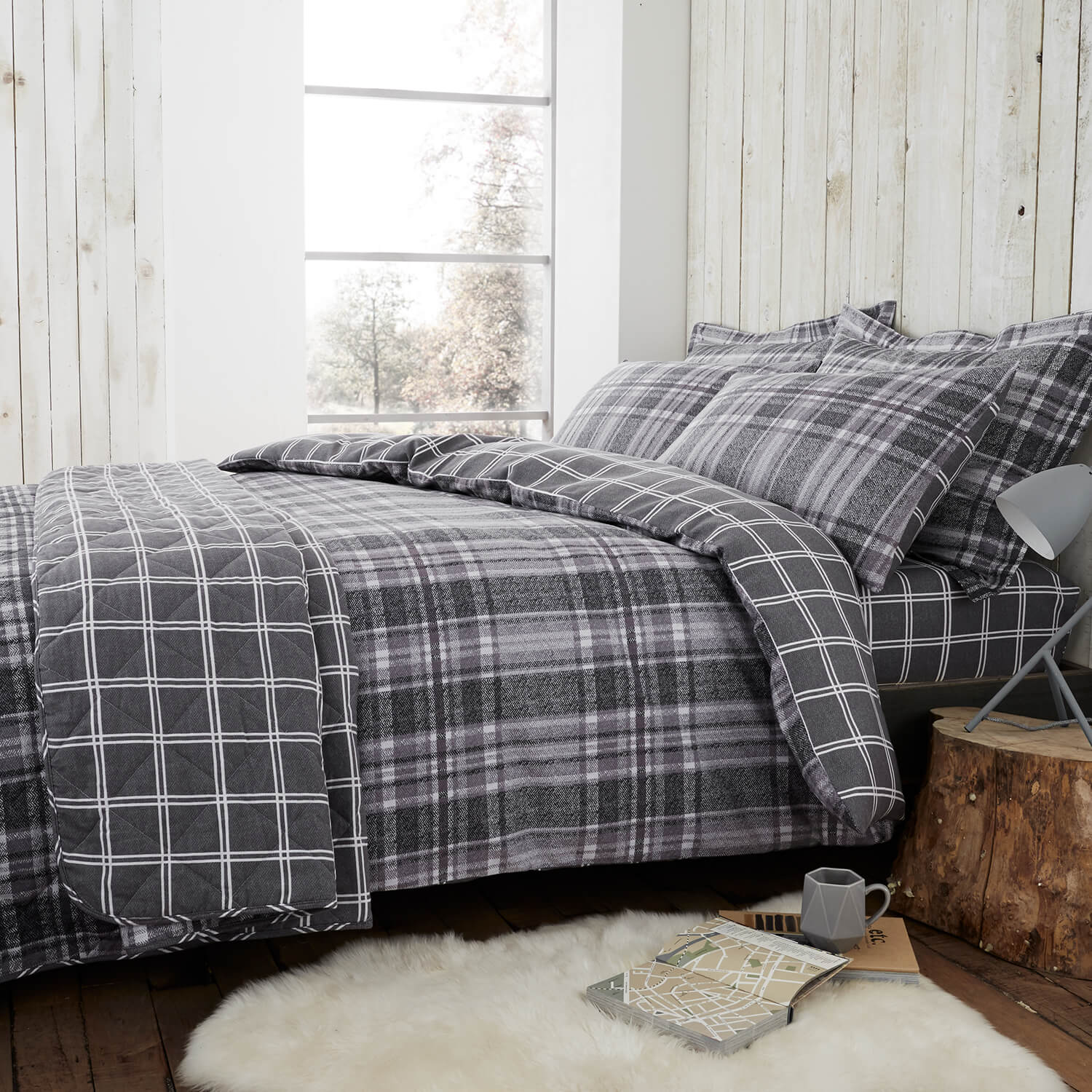 Brushed Cotton Boothman Check Duvet Set Home Store More